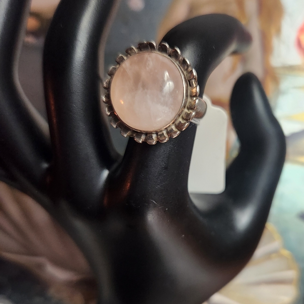 Rose quartz Sterling silver ring